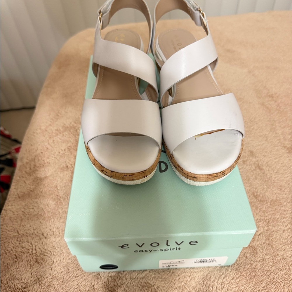Evolve Women's White Cork Wedge Sandals